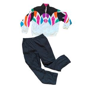 VTG 80s/90s Head Sportswear Retro Colorblock Windbreaker Track Suit Bright Sz L